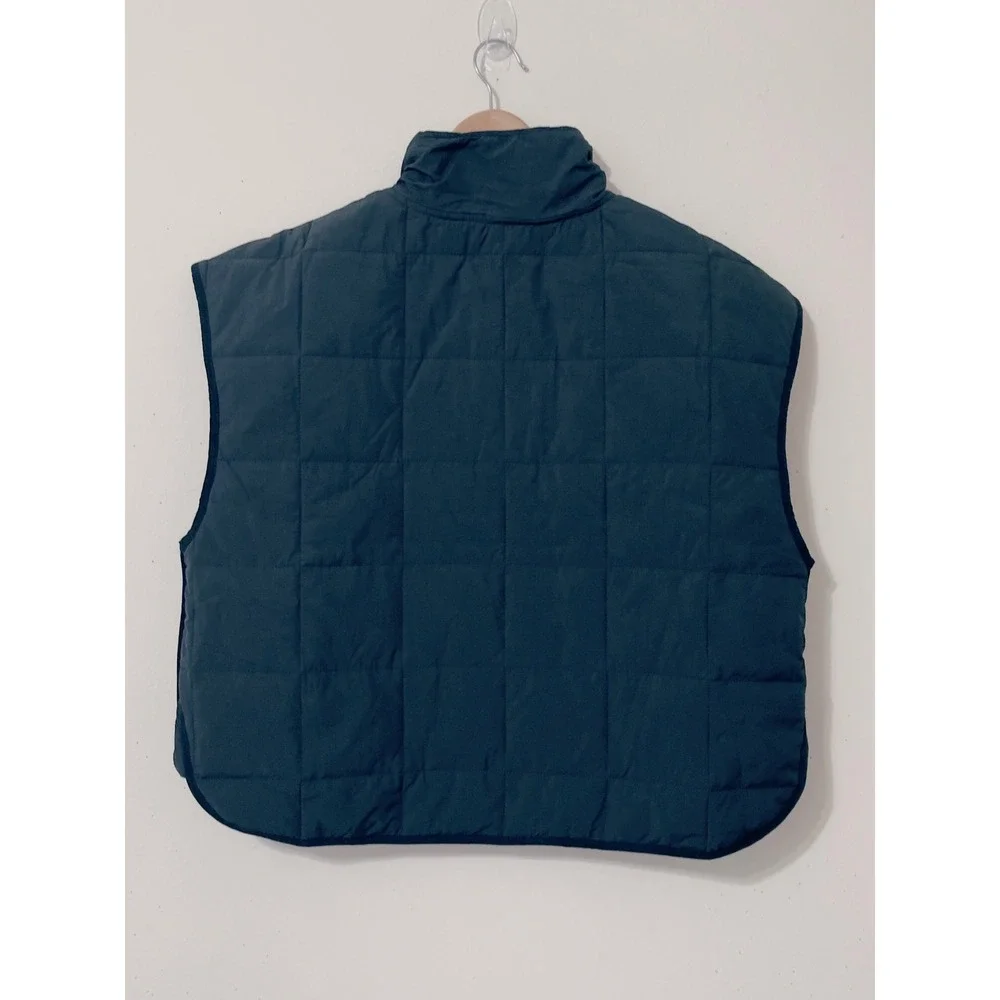 Papermoon Women Quilted Vest Large Black Mock Neck Full Zip Pockets NWT - Picture 4 of 7